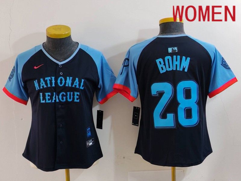 Women Philadelphia Phillies #28 Bohm Blue All star 2024 Nike MLB Jersey style 4->women mlb jersey->Women Jersey